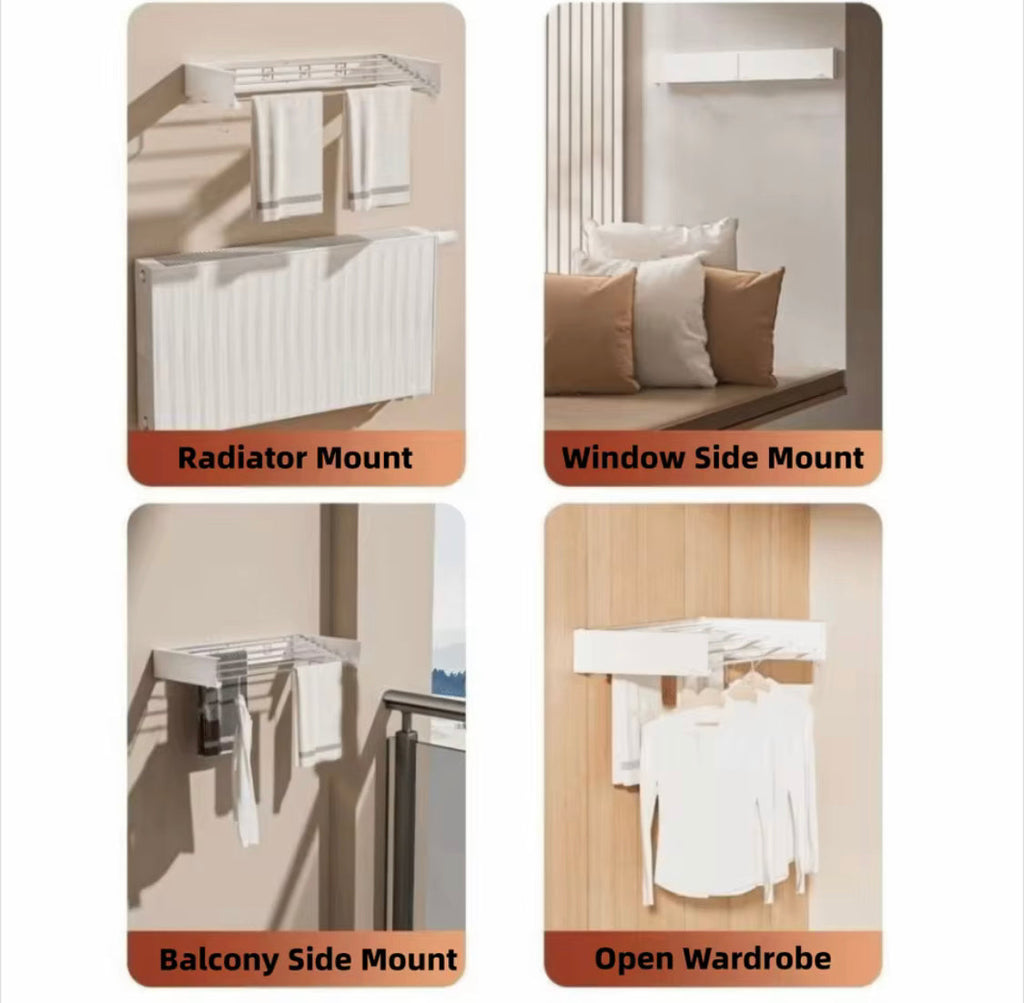 Wall Mounted Foldable Clothes Rack, Clothes Drying Hanger, Heavy Duty Clothesline Pole Hanger, Foldable Towel Holder, Wardrobe Organizer