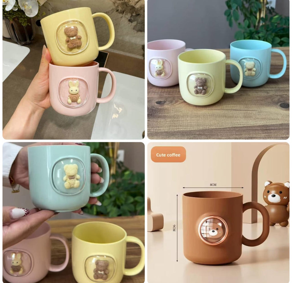 Set Of 2 Portable Children Toothbrush Cup, Portable Coffee & Milk Cup with Handle, Mouth Wash Cup, Cute Cartoon Gargle Cup Reusable Mouthwash Cup Bathroom Decoration