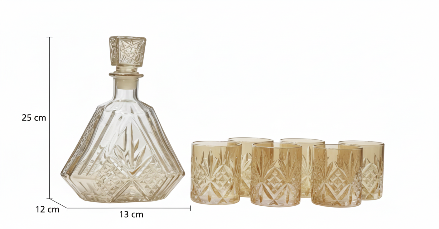 7Pcs Diamond Cut Glassware, Premium Glass Set With Jug, Large Capacity Sealed Water Jug