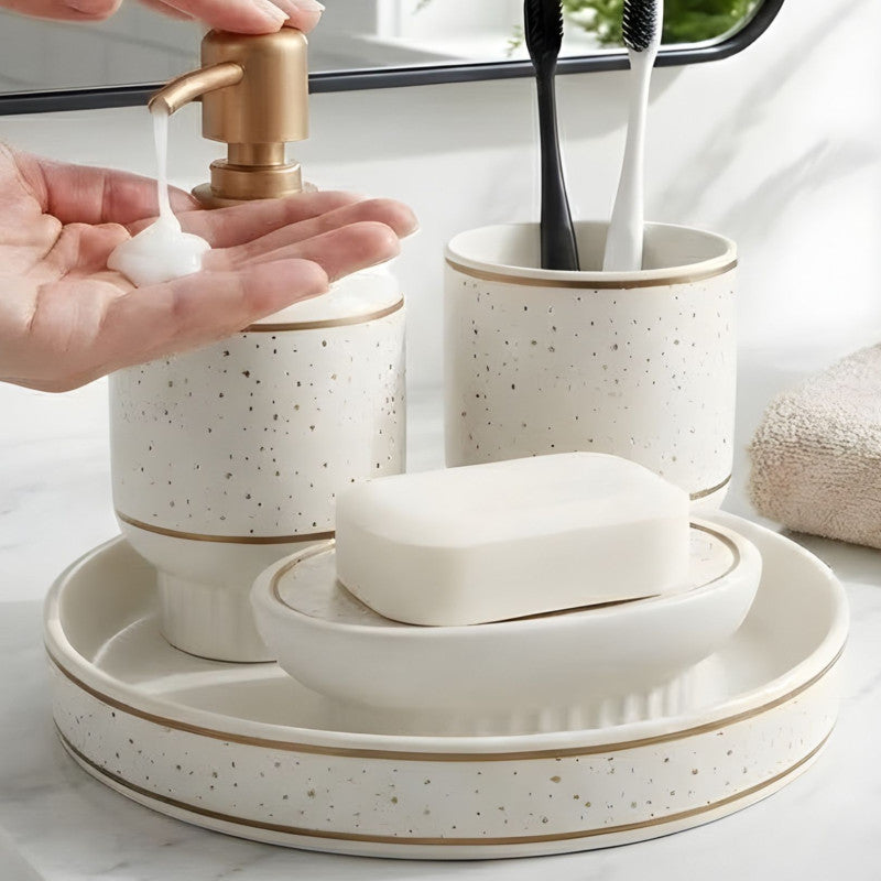 Set of 4 Ceramic Bathroom Set, Elegant Ceramic Bathroom Set, Bath Accessories Set