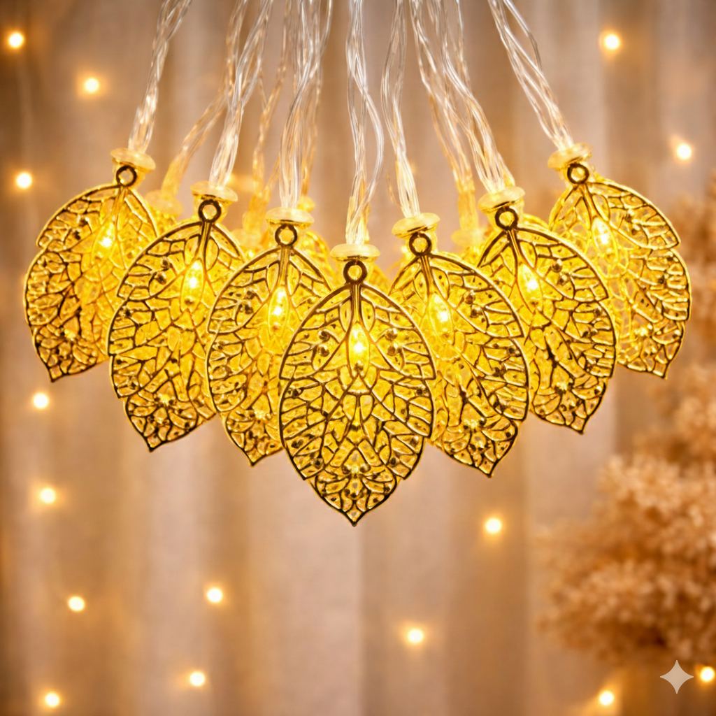 Leaf Shape LED String Light, Outdoor Fairy Lights, Event Decoration Lights, Battery Operated Party Lights
