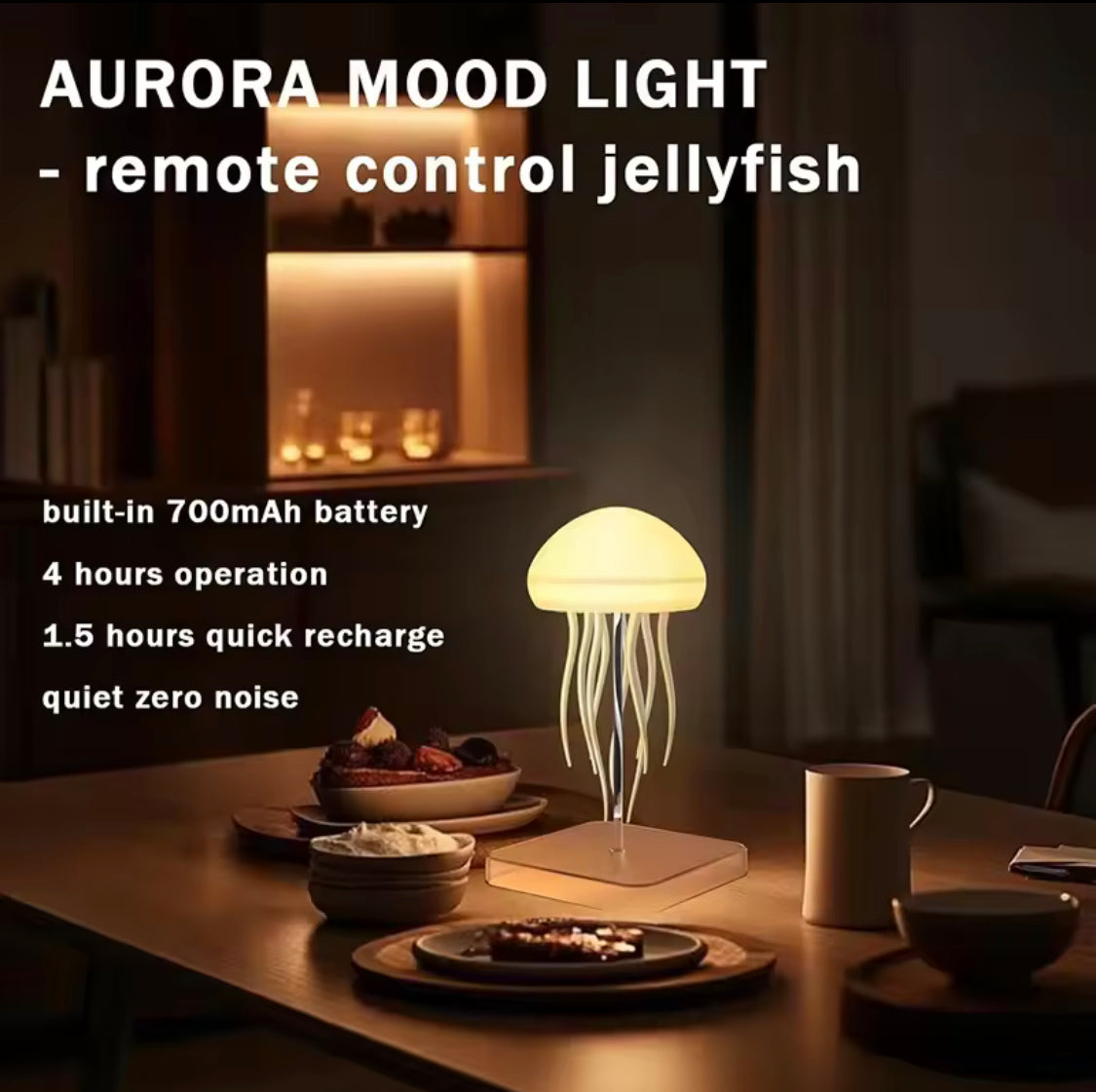Rechargeable Jellyfish Lamp, LED Jellyfish Desk Lamp, Jellyfish Hanging Room Decor Lamp