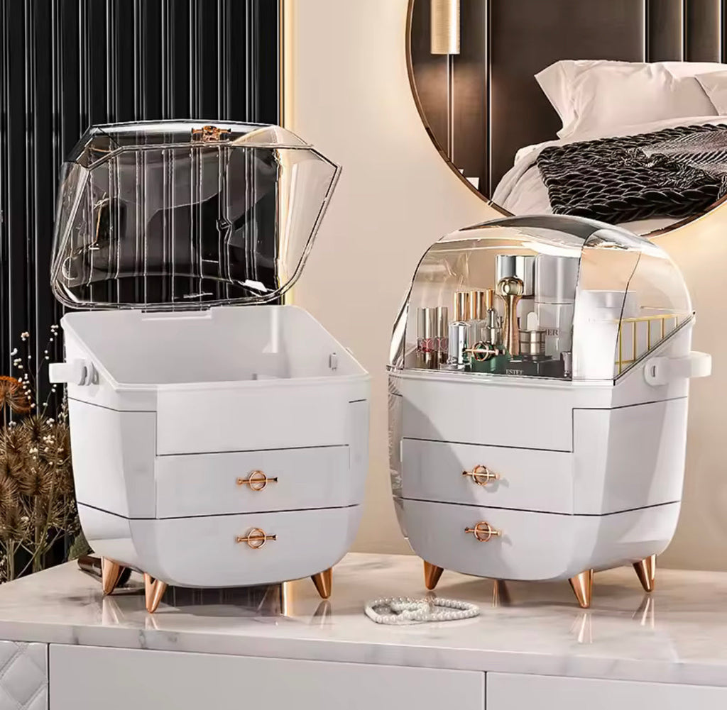 Multi Compartments Cosmetic Organizer, Makeup Organizer Storage Box With Drawers, Multi Layer Vanity Countertop, Jewelry Container Box