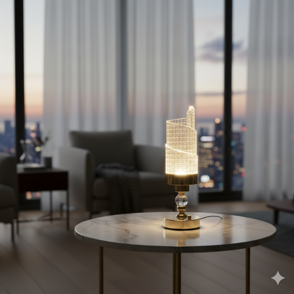 Luxury Crystal Bedroom Beside Lamp, Crystal Glow Table Lamp,
Luminous Spiral Crystal Lamp, Modern Crystal Desk Lamp
Gold Base Crystal Table Lamp