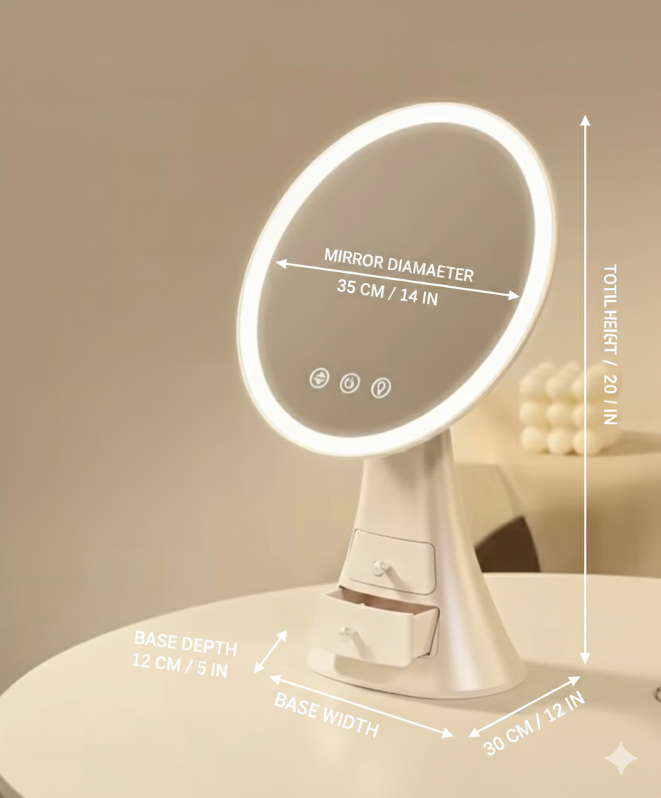 Smart Touch Makeup Mirror With Drawer, LED Light Makeup Storage Box, Jewelry And Cosmetic Display Case With LED Light Mirror, Portable Makeup Organizer