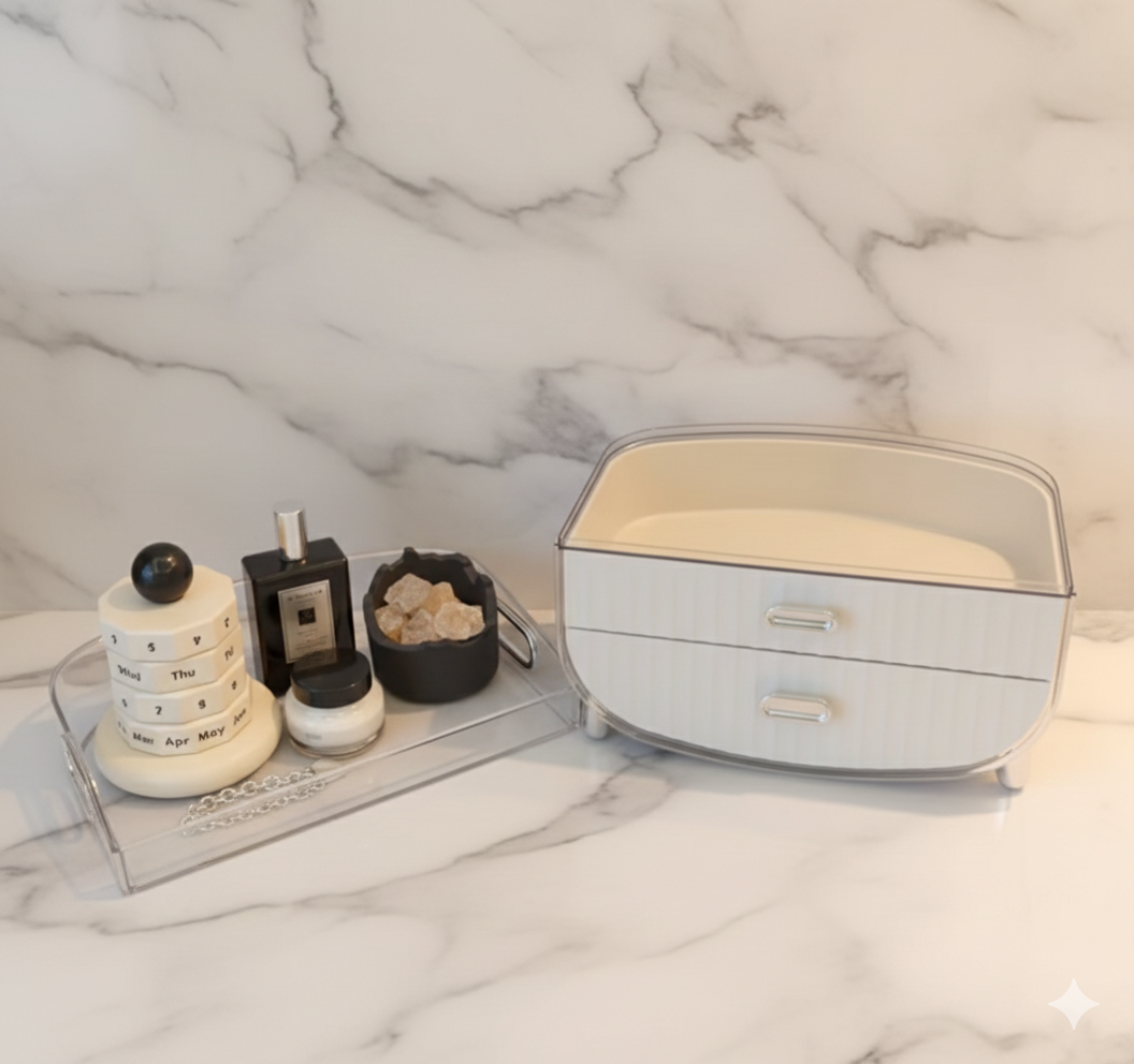 Drawer Type Cosmetics Storage Box, Transparent Dust Proof Cosmetic Organizer, Stackable Cosmetic Storage Box