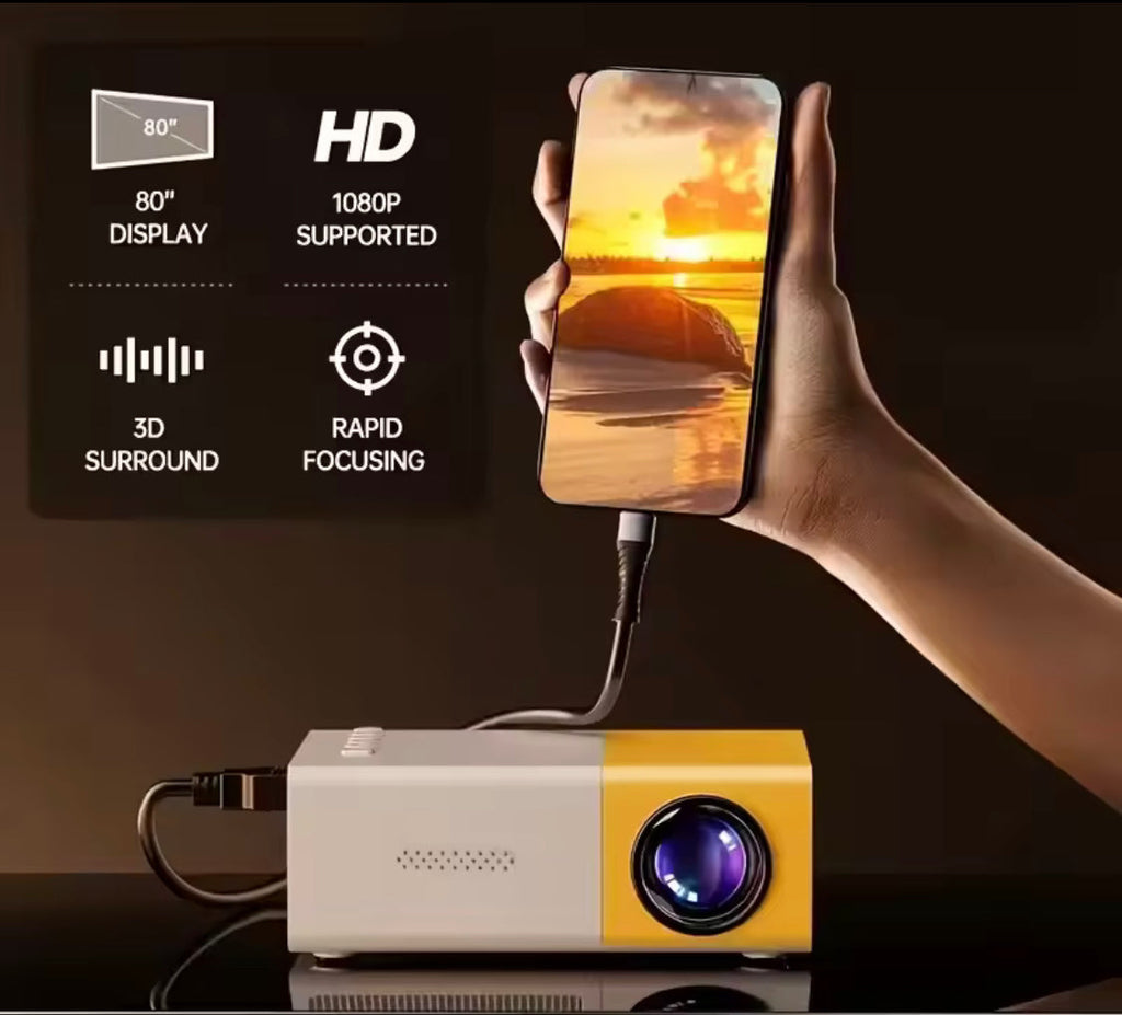 Mini Portable Projector, New Ultra High Definition Projector, Wall Projector With Mobile Phone Connection, Home Theatre Projector