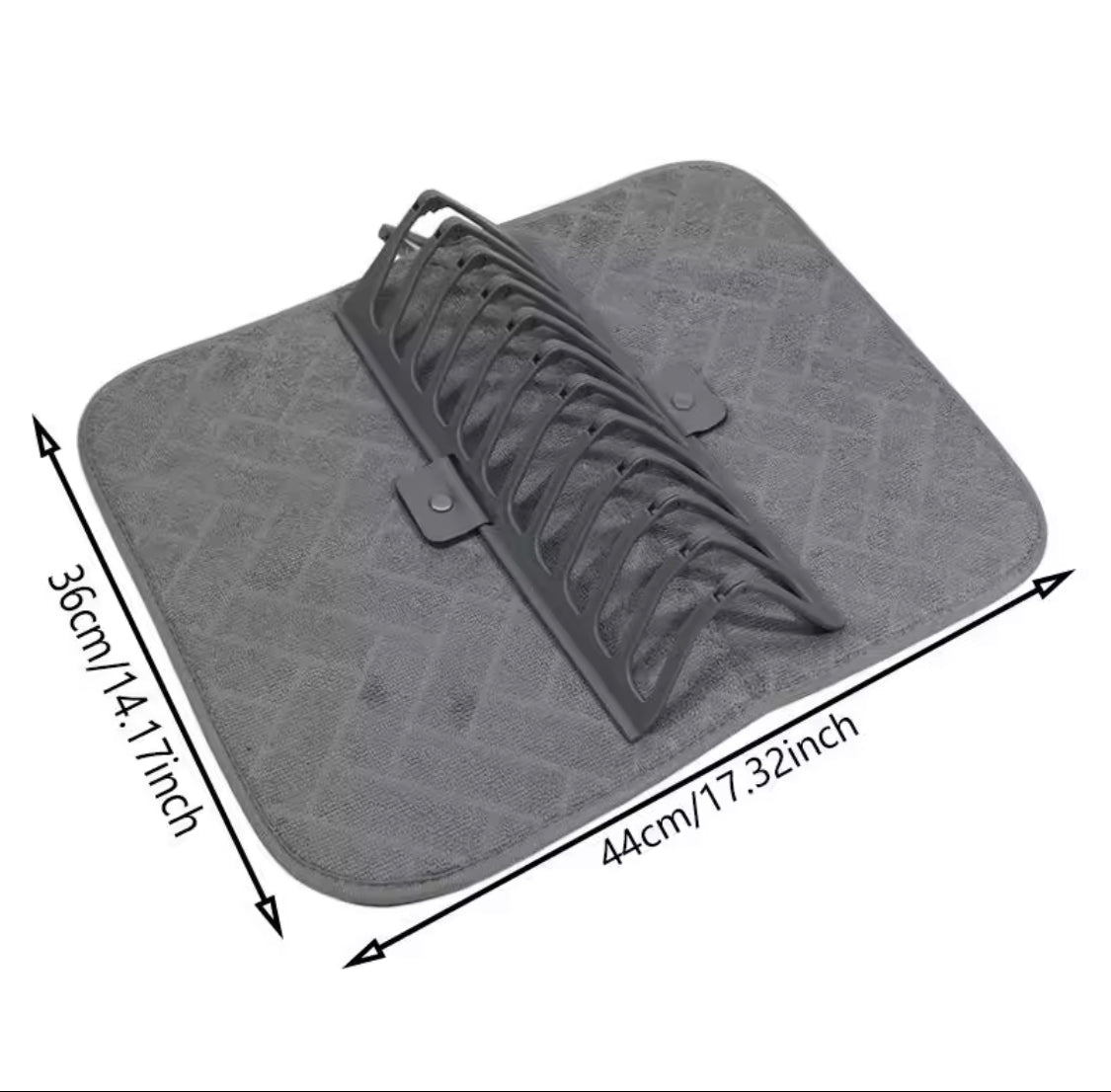 2 In 1 Dish Drying Mat, Foldable Dish Drying Rack, Kitchen Countertop Drying Mat, Non Slip Waterproof Dish Drying Rack