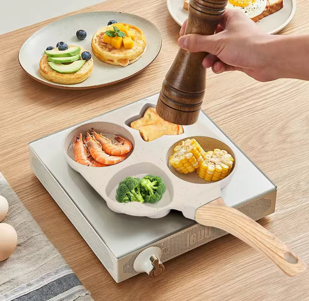 4 In 1 Heat Resistant Omelette Pan, Creative Heart Round Star Shape Frying Pan, Non Stick Frying Pan, Household Breakfast Maker Pan
