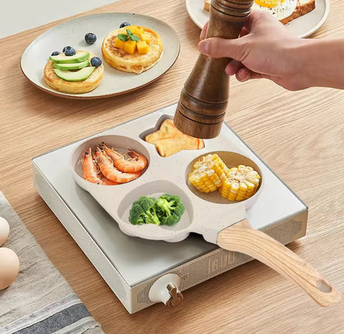 4 In 1 Heat Resistant Omelette Pan, Creative Heart Round Star Shape Frying Pan, Non Stick Frying Pan, Household Breakfast Maker Pan