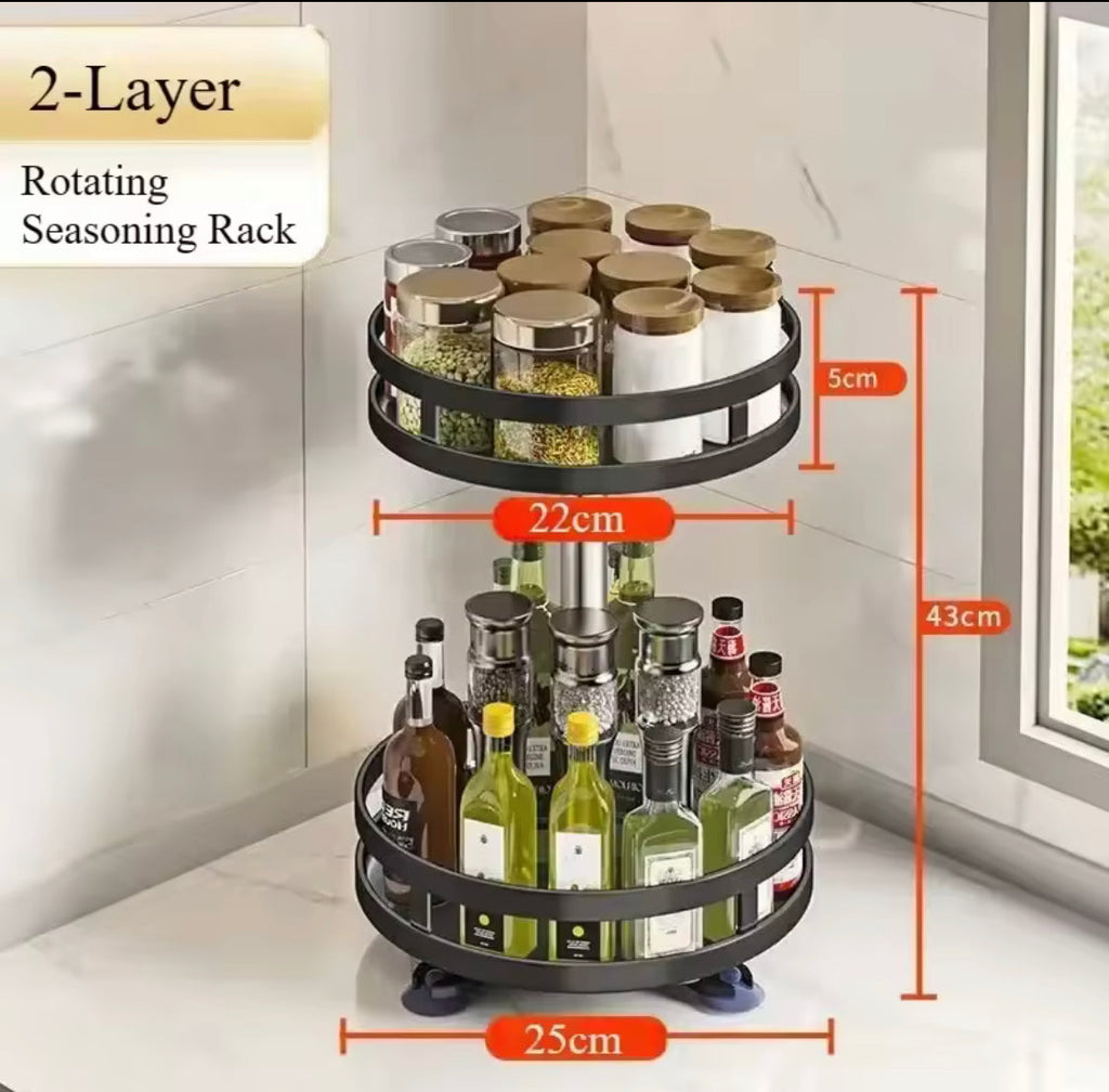Rotating Countertop Spice Rack, Multipurpose Seasoning Spice Tray, Rotatable Spice Bottle Shelf Organizer