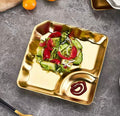 Stainless Steel Dumpling Plate With Dipping Saucer, Two Compartment Serving Platters, , Kitchen Gadgets