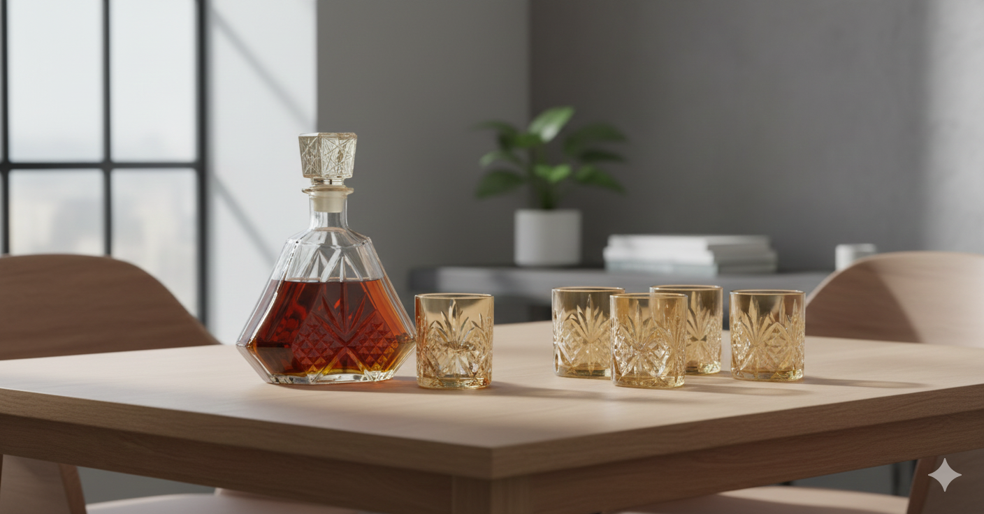 7Pcs Diamond Cut Glassware, Premium Glass Set With Jug, Large Capacity Sealed Water Jug