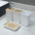 4pcs Bathroom Soap Dispenser Set, Bathroom Counter Tray Set, Toothbrush Holder Set, Bathroom Accessories Set