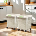 Rice Barrel with Wheels, Transparent Rice Sealed Storage Organizer, Rice Sieve Colander Basket