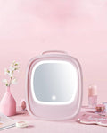 Portable Mini Fridge For Skin Care, Cosmetic Refrigerator With Mirror And LED, Mini Table Top Skin Care Fridge