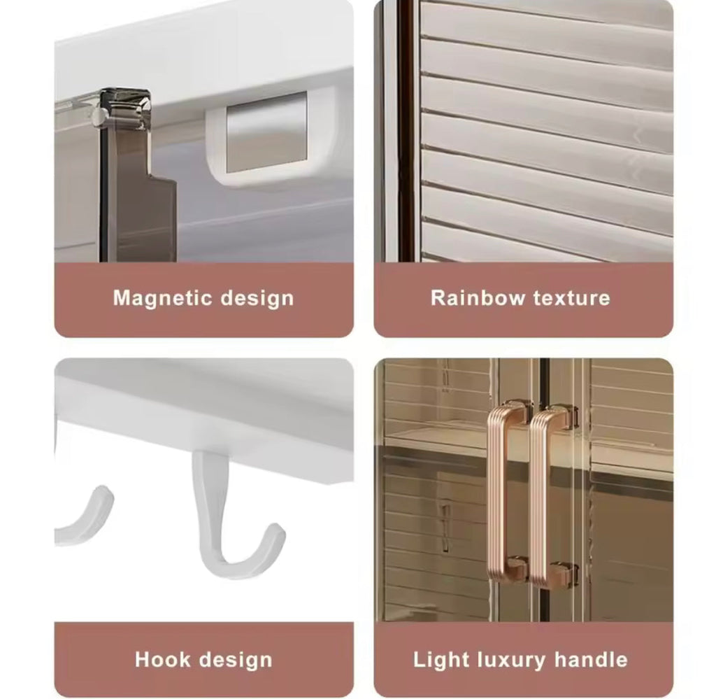 Multilayer Bathroom Storage Cabinet With Hooks, Kitchen Seasoning Storage Shelf, Multipurpose Cabinet with Doors and Shelves, Wall Mounted Cabinet, Home And Living Organizer