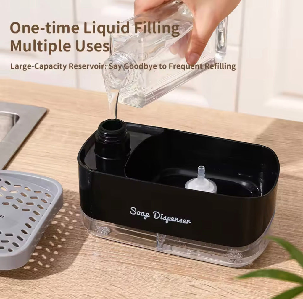 Multifunctional Soap Dispenser, Kitchen Countertop Dishwashing Soap Dispenser, Soap Dispenser With Sponge Holder