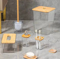 7 Pieces Bamboo Bathroom Accessories set, Luxury Modern Bathroom Accessory Bath Set, Toilet Accessories, Trash Can, Toothbrush Holder Cup, Soap Dish Holder, Soap Dispenser