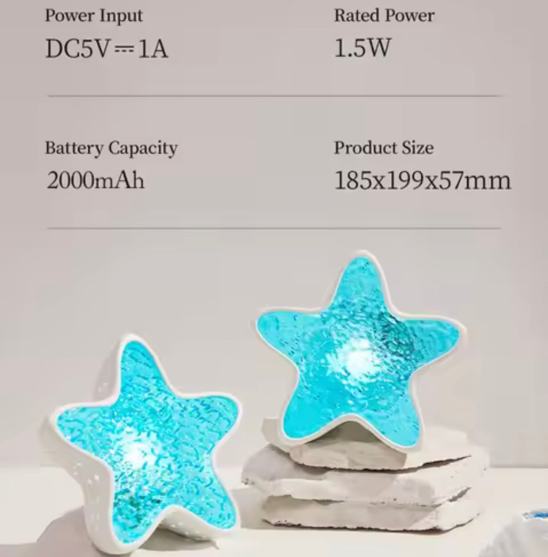 Starfish LED Projector Lamp, Ocean Wave Table Lamp, Marine Rotating Star Night Lamp