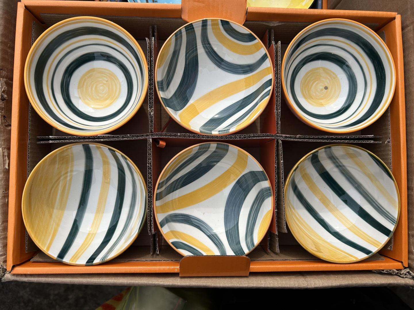 Set Of 6 Printed Ceramic Bowls, Japanese Style Noodle Bowls, Elegant Serving Soup Bowls, Japanese Rice Bowl Set