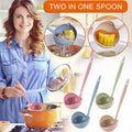 (Pack of 2) 2 In 1 Long Handle Soup Spoon Home Strainer Cooking Colander Kitchen Scoop Plastic Ladle Tableware Sifter