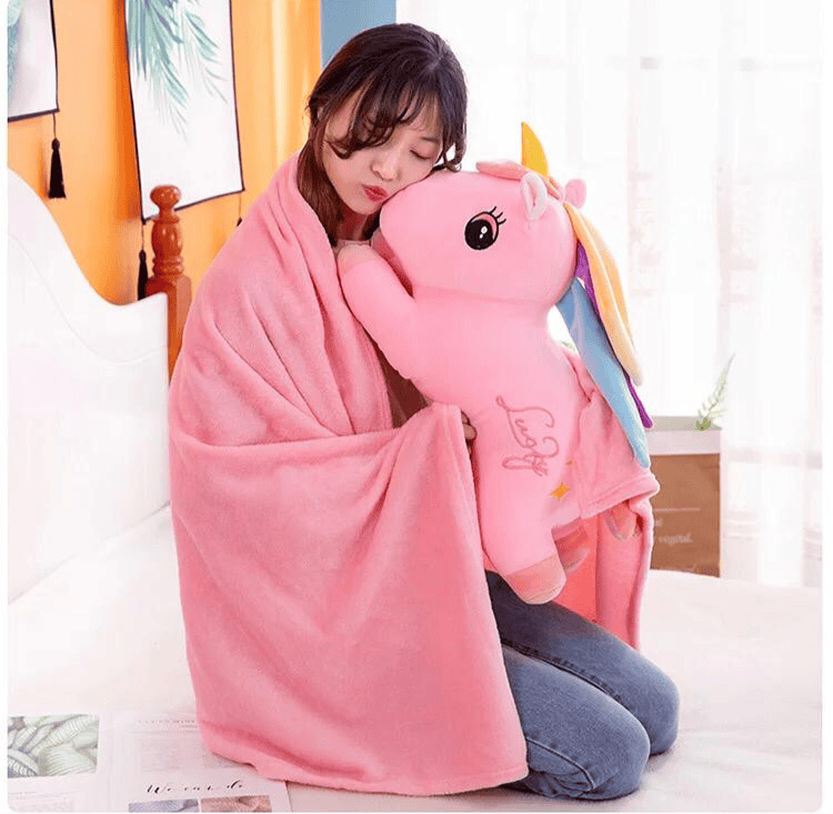 2 in 1 Unicorn Plush Pillow with Blanket
