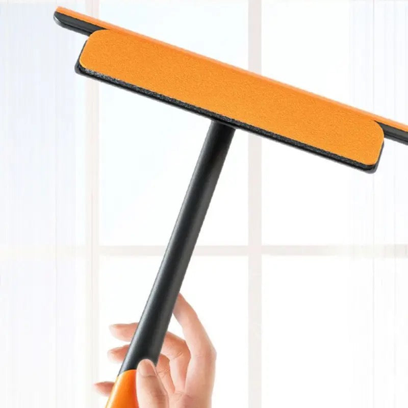 3 In 1 Multifunctional Wiper Brush, Glass Wiper Cleaning Scrubber With Duster, Adjustable Handle Window Cleaner Wiper, Net Screen Cleaning Brush, Household Bathroom Kitchen Glass Scraper Cleaner, Rotatable Silicone Squeegee