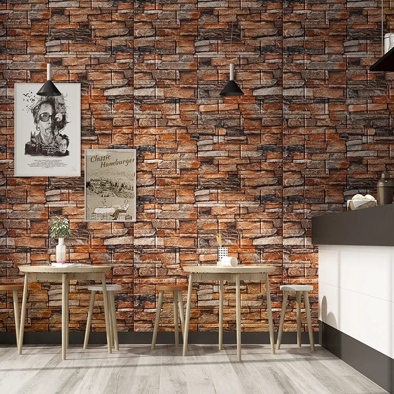 Brick Wall Stickers, Home Decor Waterproof Self-adhesive Wallpapers, Living Room And Bedroom Wall Decor Sheet, 3D Retro Wall Sticker Paper