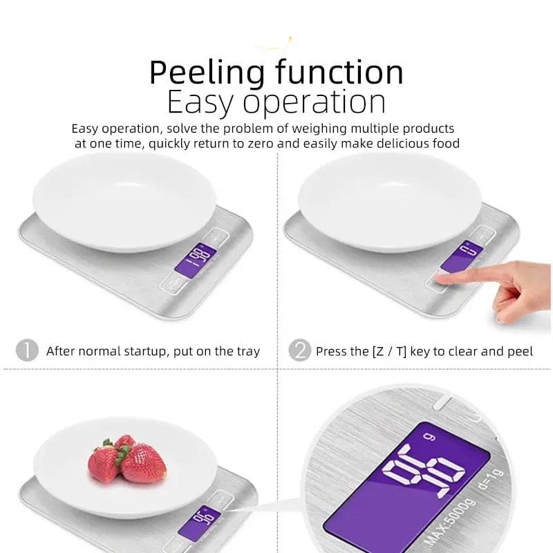 Digital Kitchen Scale, Multifunction LCD Display Kitchen Scale, Stainless Steel Measuring Scale, Rechargeable Steel Food Weighting Scale, Household Kitchen Scale, Portable Precision Scales