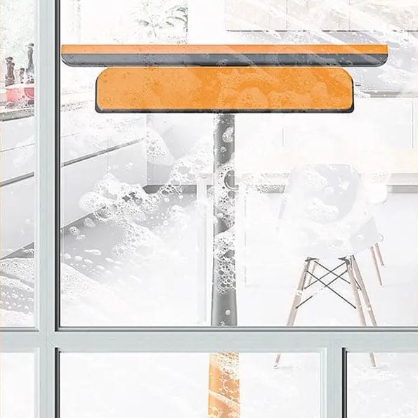 3 In 1 Multifunctional Wiper Brush, Glass Wiper Cleaning Scrubber With Duster, Adjustable Handle Window Cleaner Wiper, Net Screen Cleaning Brush, Household Bathroom Kitchen Glass Scraper Cleaner, Rotatable Silicone Squeegee