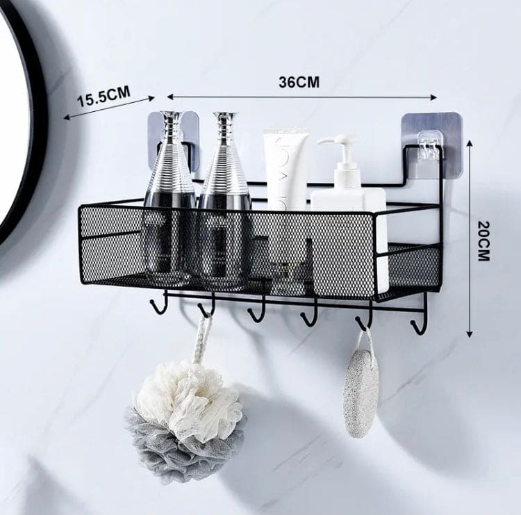 Bathroom Shelf Organizer Basket, Luxury Wall Hanging Storage Rack, Kitchen Organizer Shelves, Shower Shampoo Storage Rack, Condiment Holder Storage Basket, Caddy Hanging Basket, Kitchen Bathroom Storage Shelf