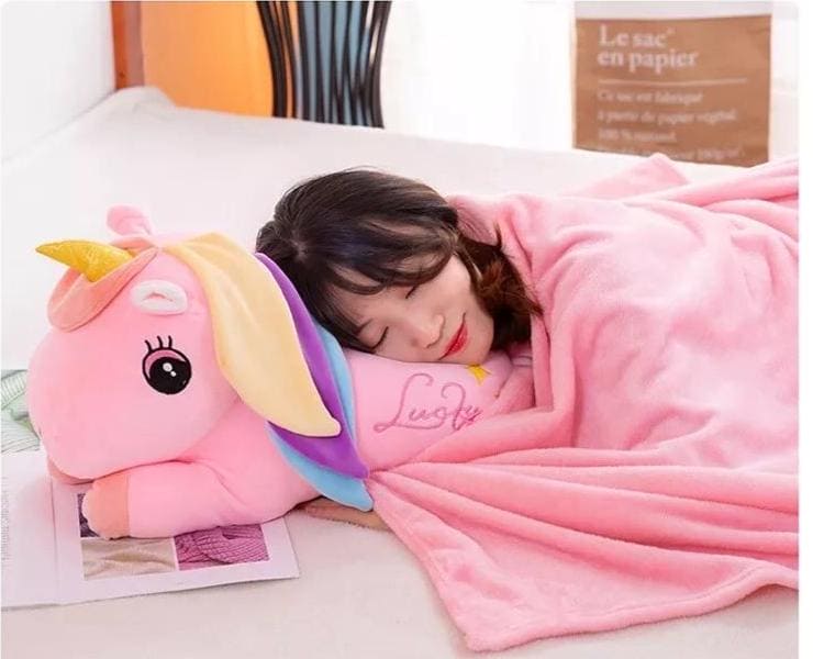 2 in 1 Unicorn Plush Pillow with Blanket