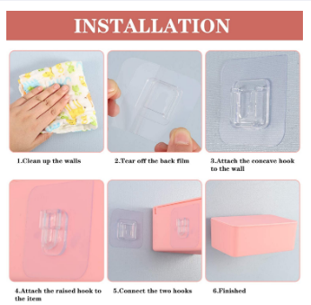 [Free Delivery] Double Sided Adhesive Wall Hooks (20 Pairs)