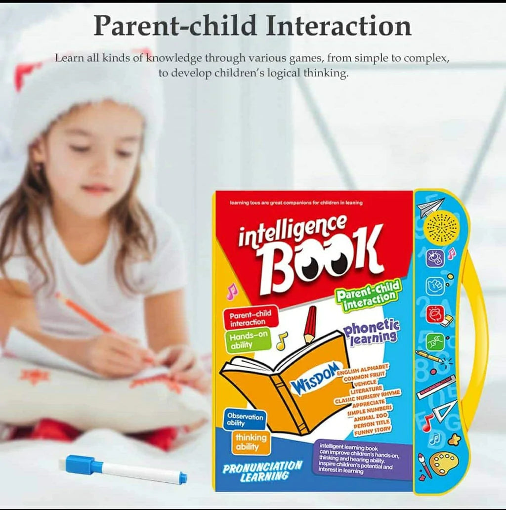 English Reading Musical Electronic Book, Early Education Activity Book with Sound & Music Features for Toddler Kids